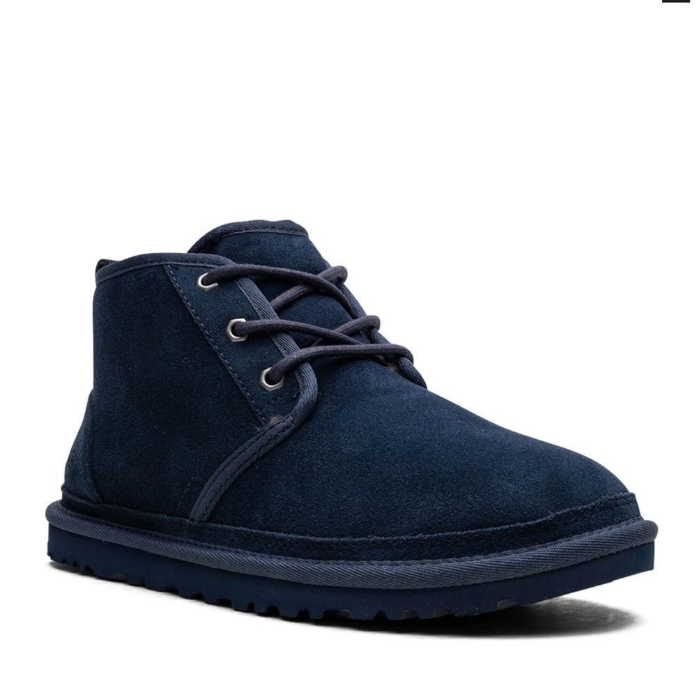 UGG Navy Blue Neumel Suede Chukka Boots Charcoal Sherpa Lined Size 10